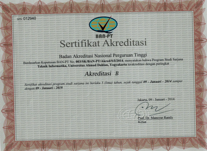 Akreditasi Prodi Program Studi Teknik Informatika